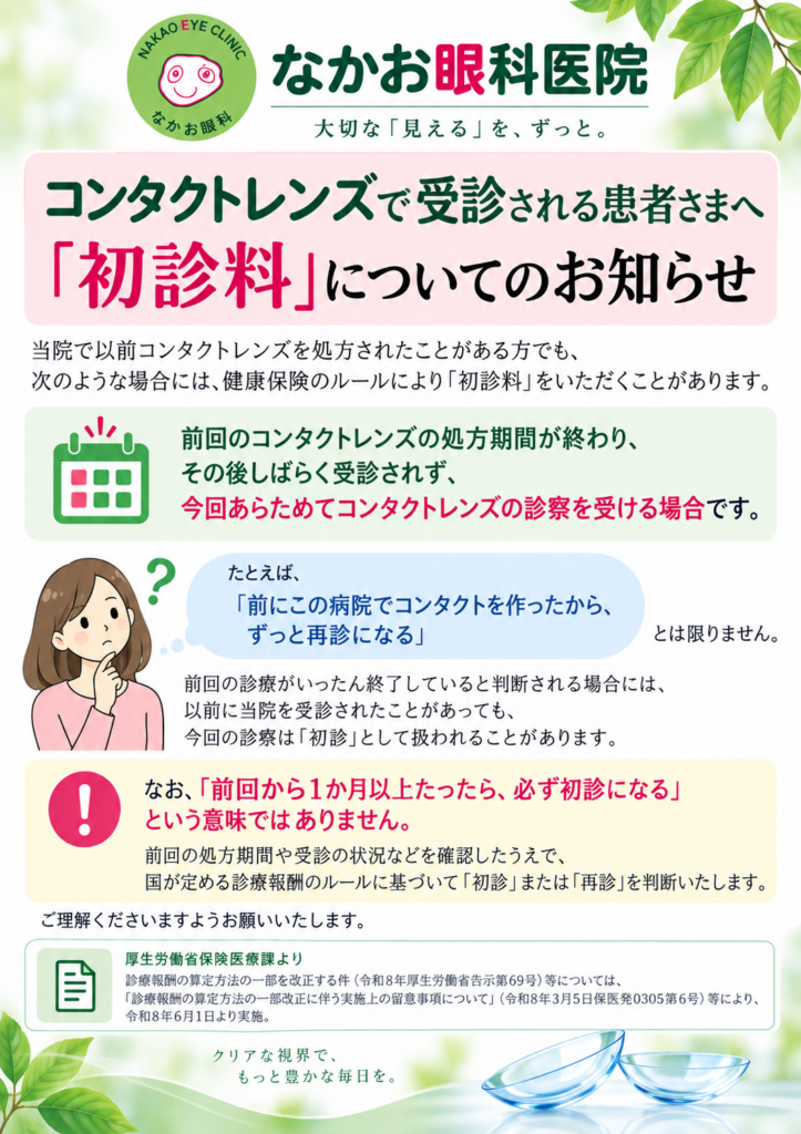 コンタクトレンズ診療の「初診料」について